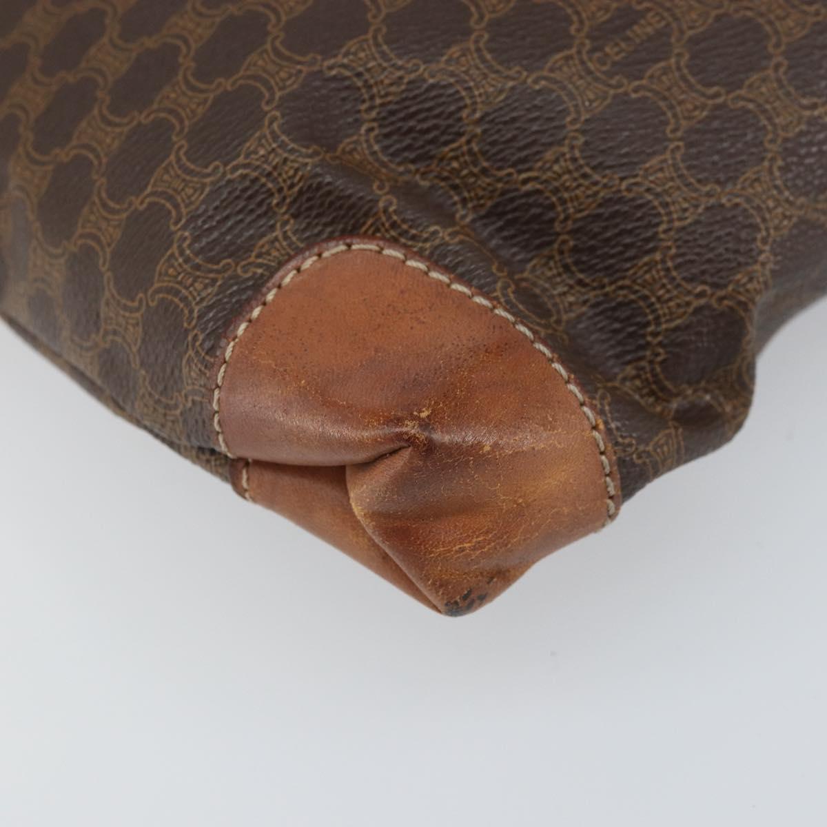 CELINE Macadam Canvas Hand Bag PVC Brown Gold Auth 170460