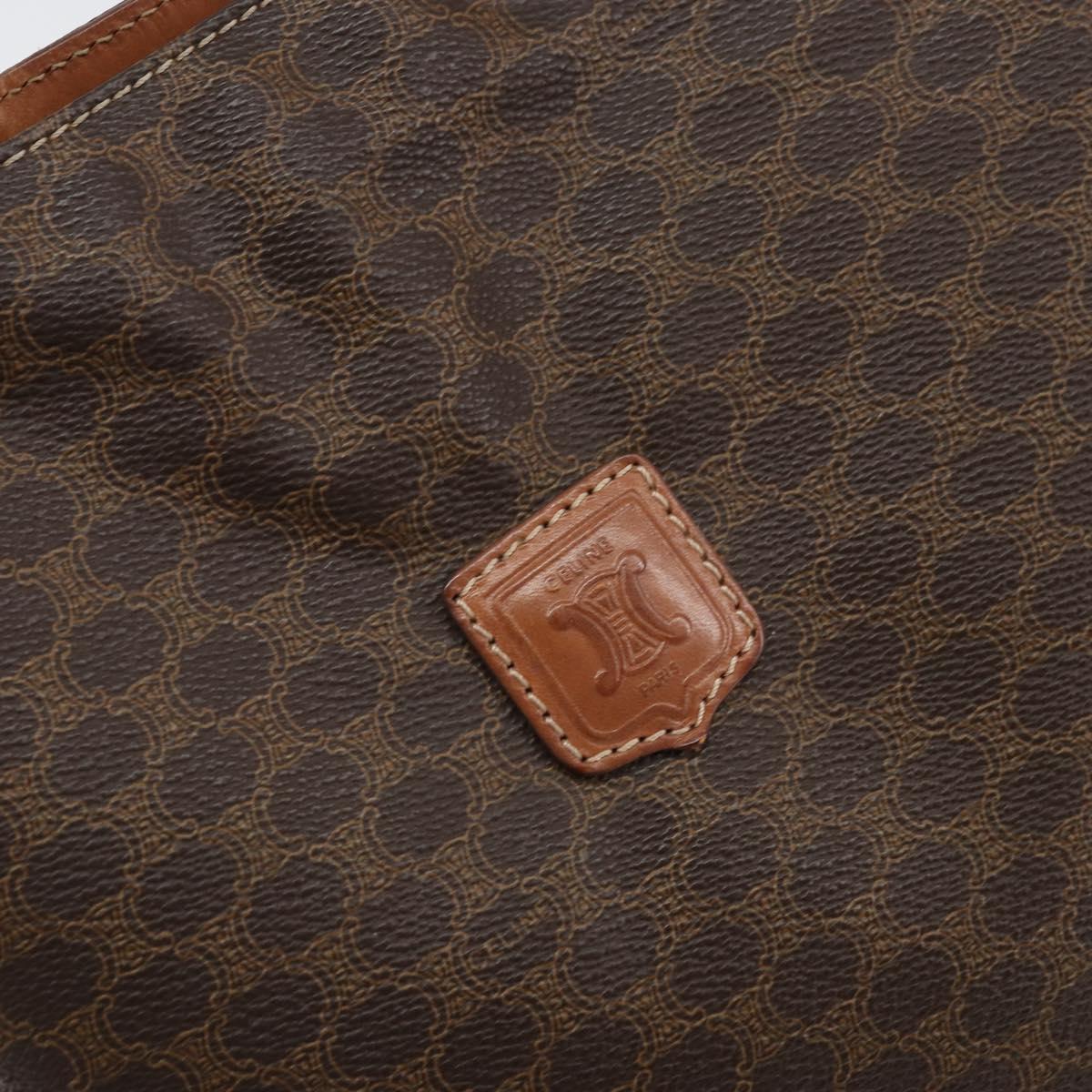 CELINE Macadam Canvas Hand Bag PVC Brown Gold Auth 170460