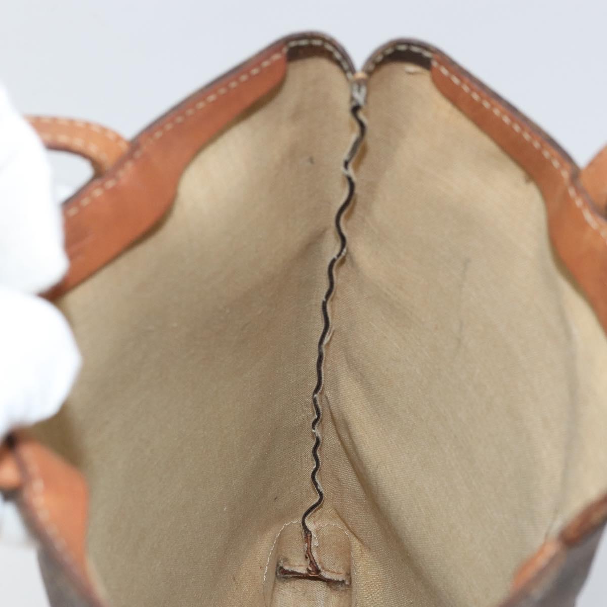 CELINE Macadam Canvas Hand Bag PVC Brown Gold Auth 170460