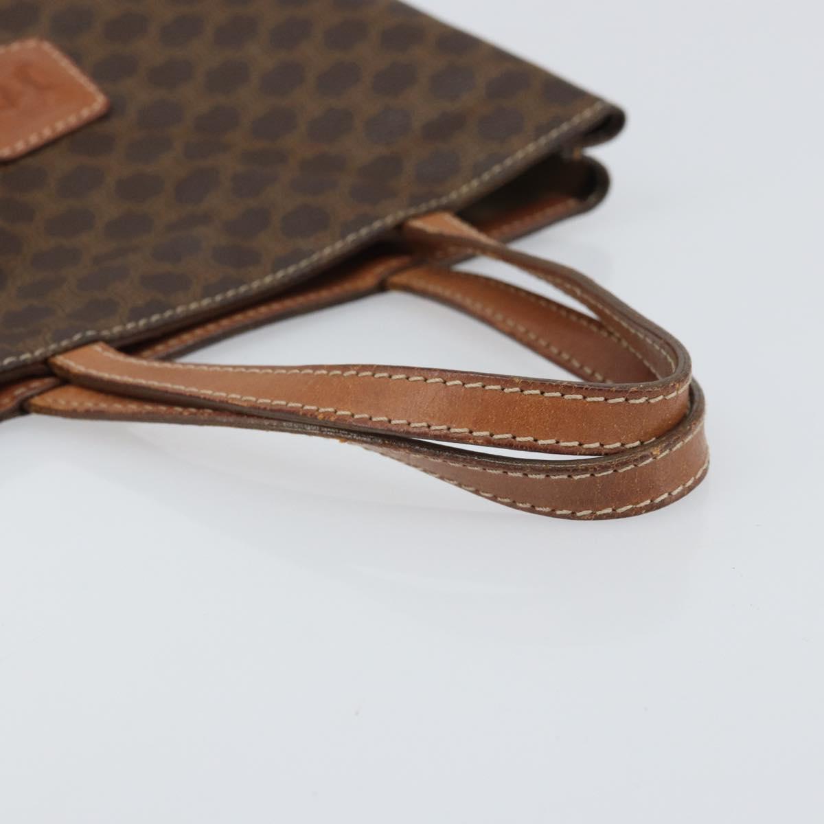 CELINE Macadam Canvas Hand Bag PVC Brown Gold Auth 170460