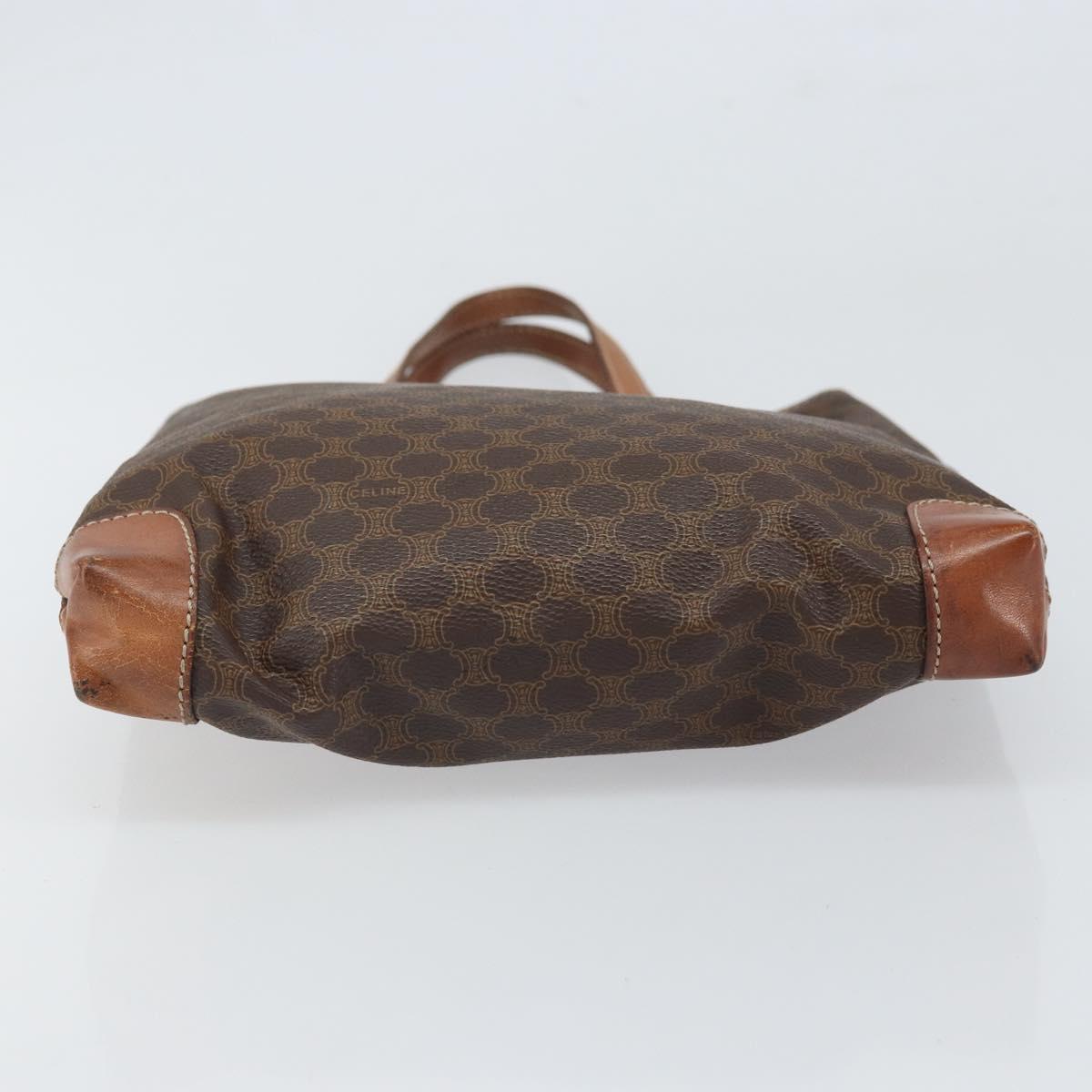 CELINE Macadam Canvas Hand Bag PVC Brown Gold Auth 170460