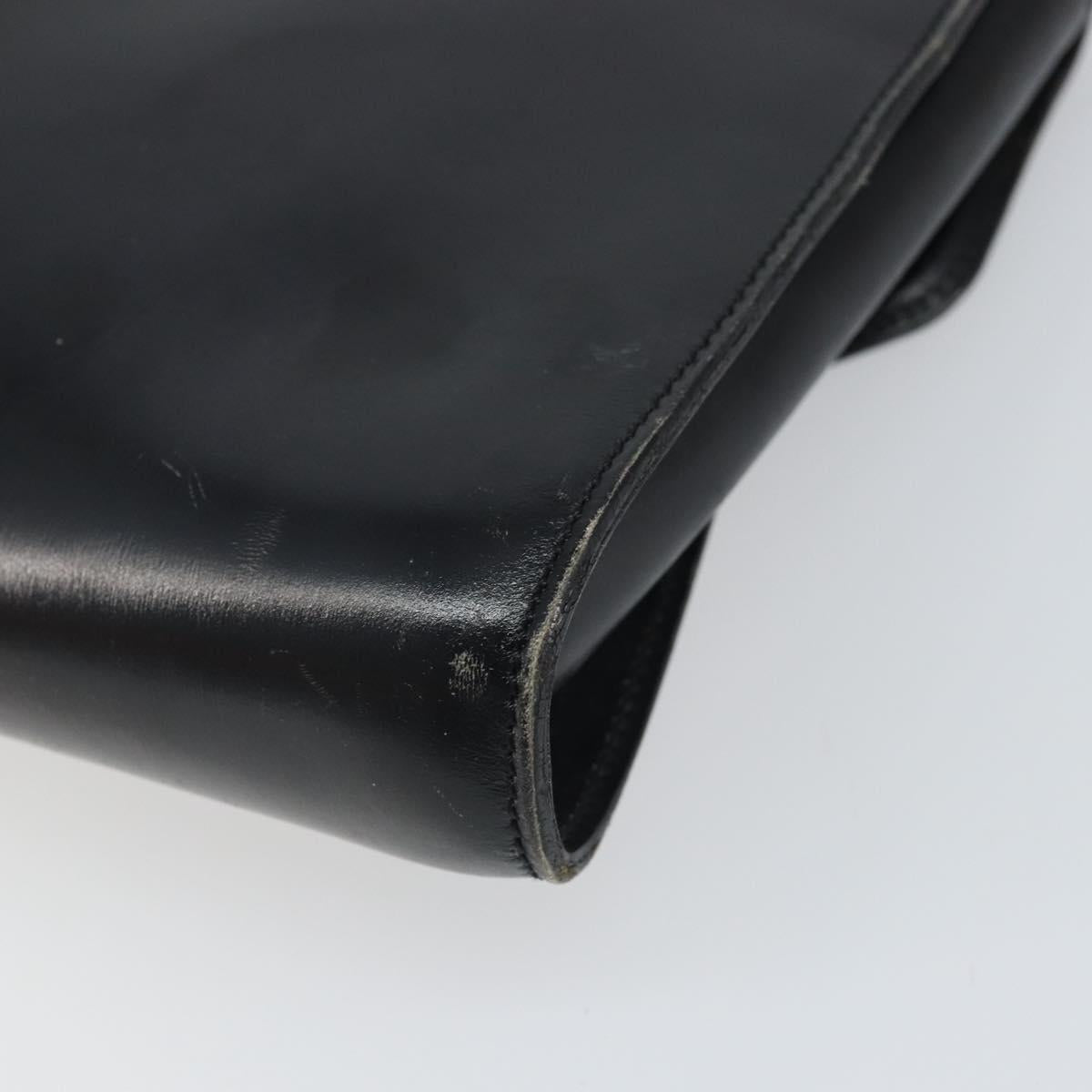 CELINE Clutch Bag Leather Black Gold Auth 170462