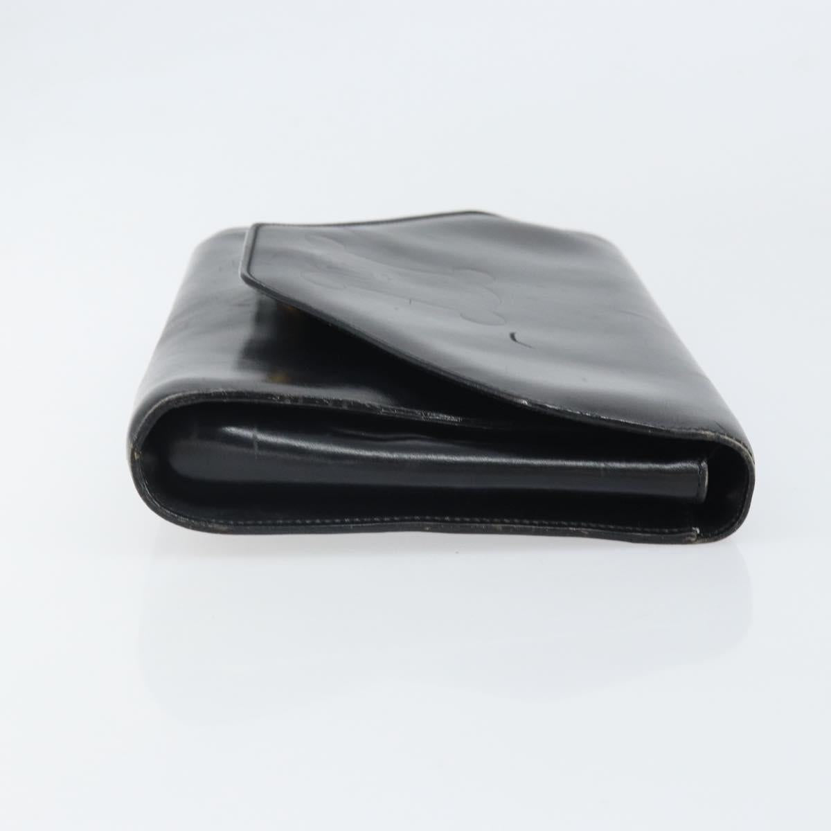 CELINE Clutch Bag Leather Black Gold Auth 170462