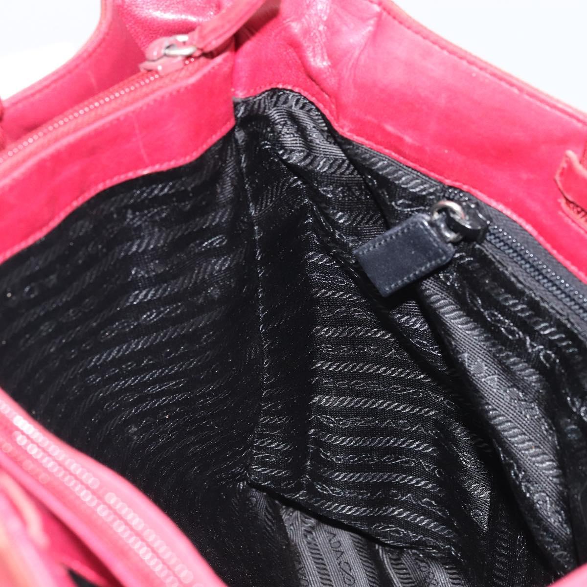PRADA Tote Bag Nylon Silver Red Auth 170463