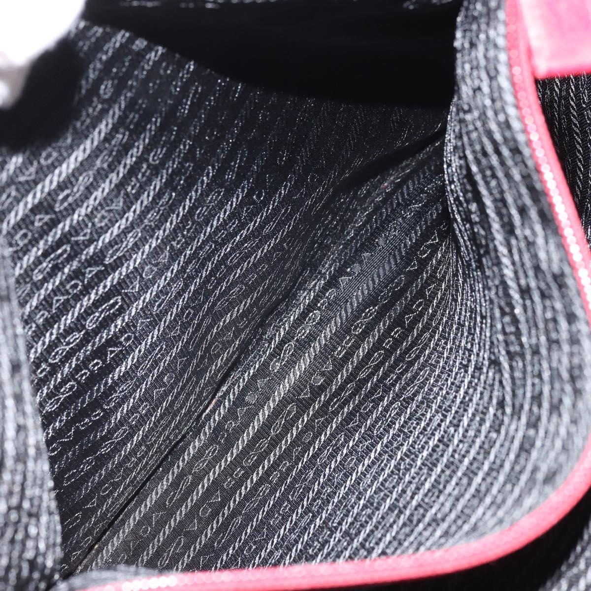PRADA Tote Bag Nylon Silver Red Auth 170463