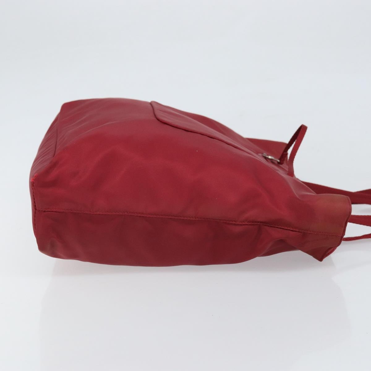 PRADA Tote Bag Nylon Silver Red Auth 170463