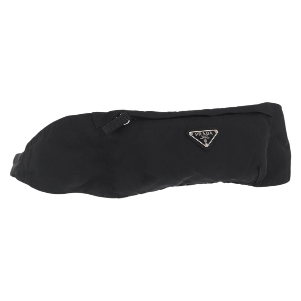 PRADA Waist bag Nylon Black Silver Auth 170466