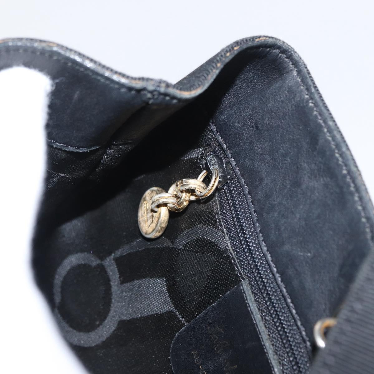 Salvatore Ferragamo Vala Hand Bag Nylon Black Gold Auth 170467