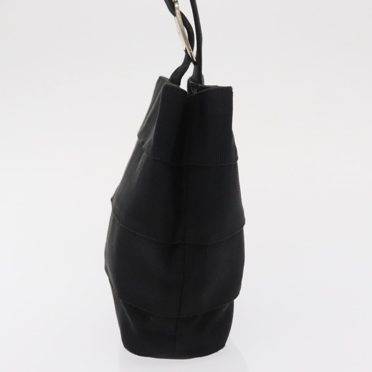 Salvatore Ferragamo Vala Hand Bag Nylon Black Gold Auth 170467