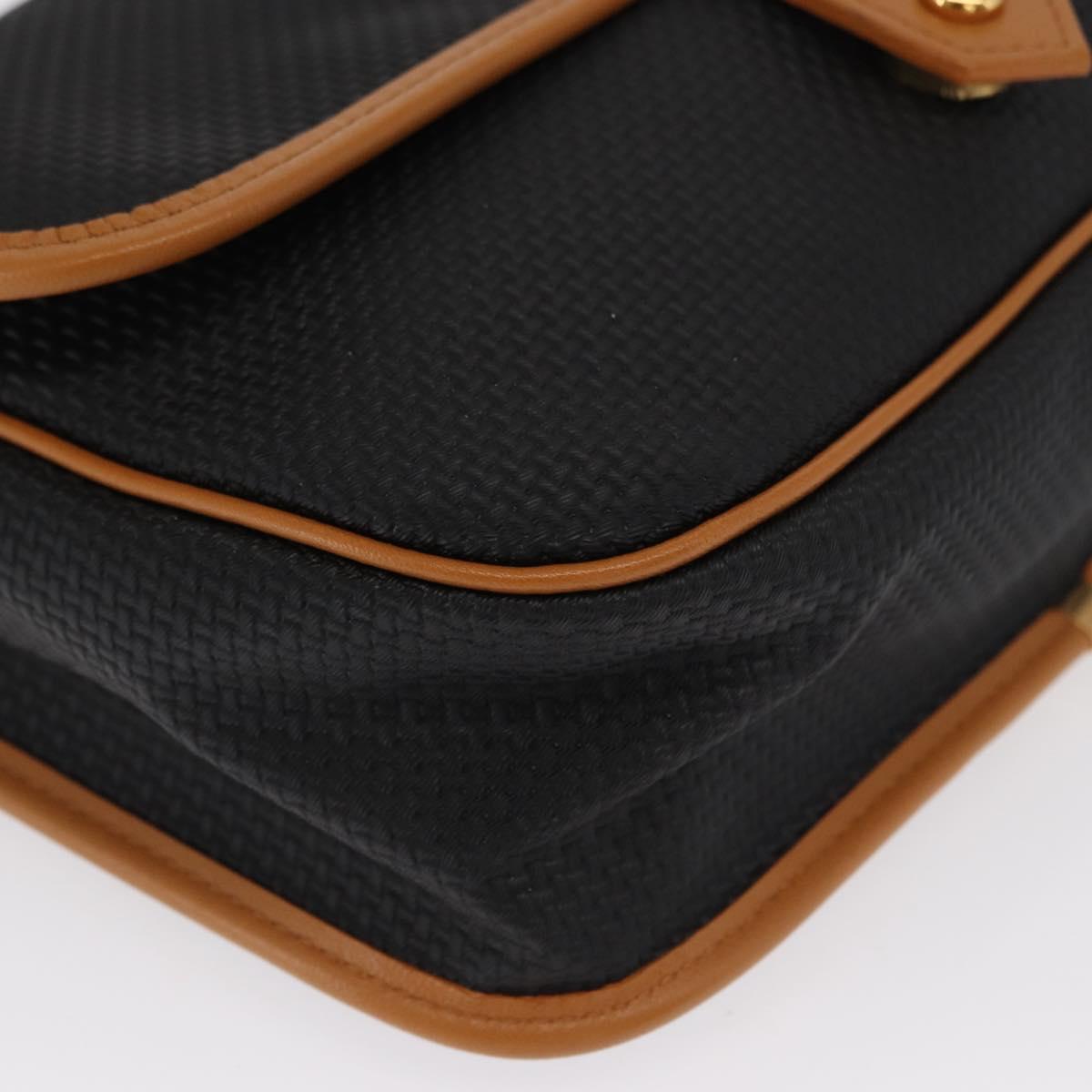 SAINT LAURENT Shoulder Bag Coated Canvas Black Gold Auth 170468