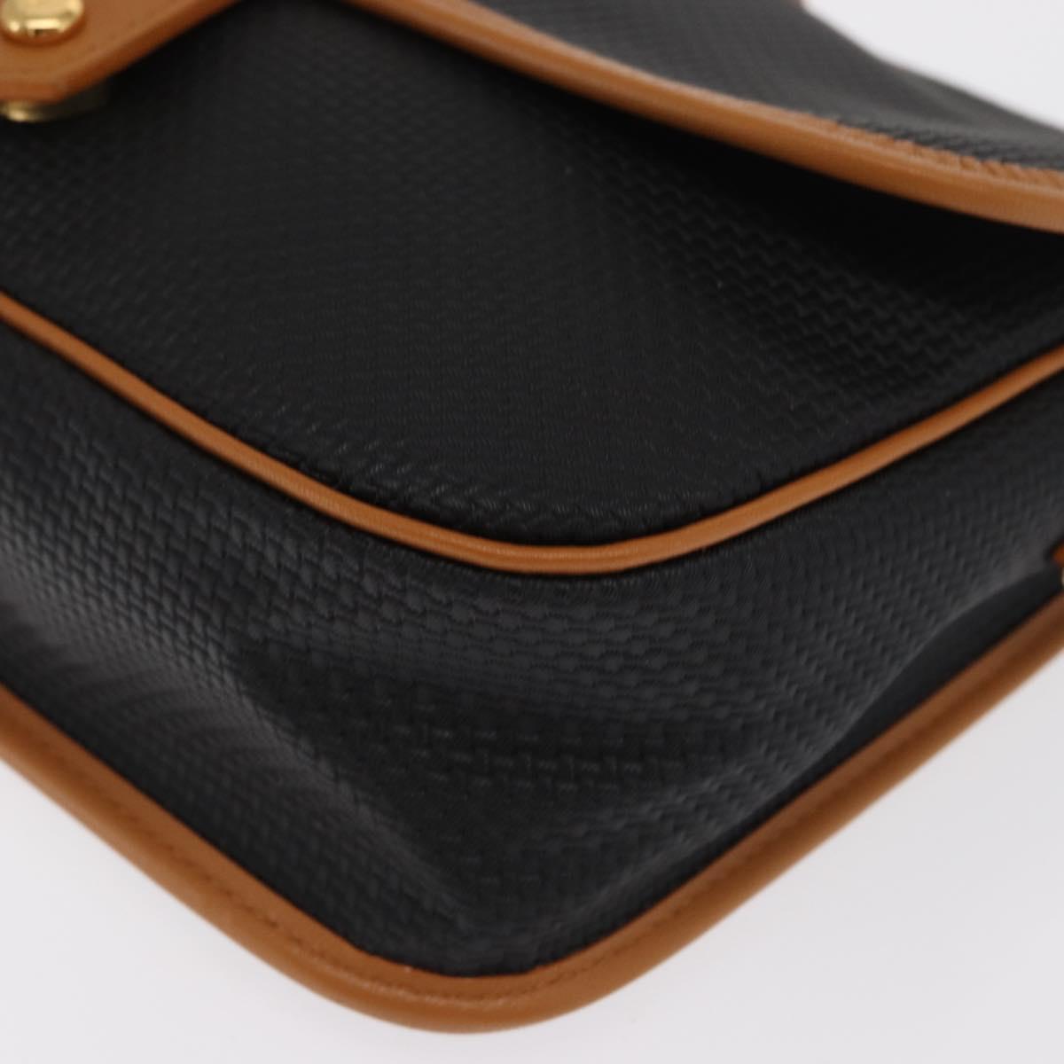 SAINT LAURENT Shoulder Bag Coated Canvas Black Gold Auth 170468