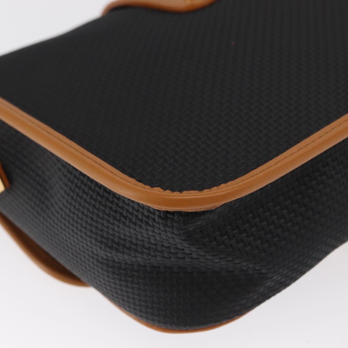 SAINT LAURENT Shoulder Bag Coated Canvas Black Gold Auth 170468