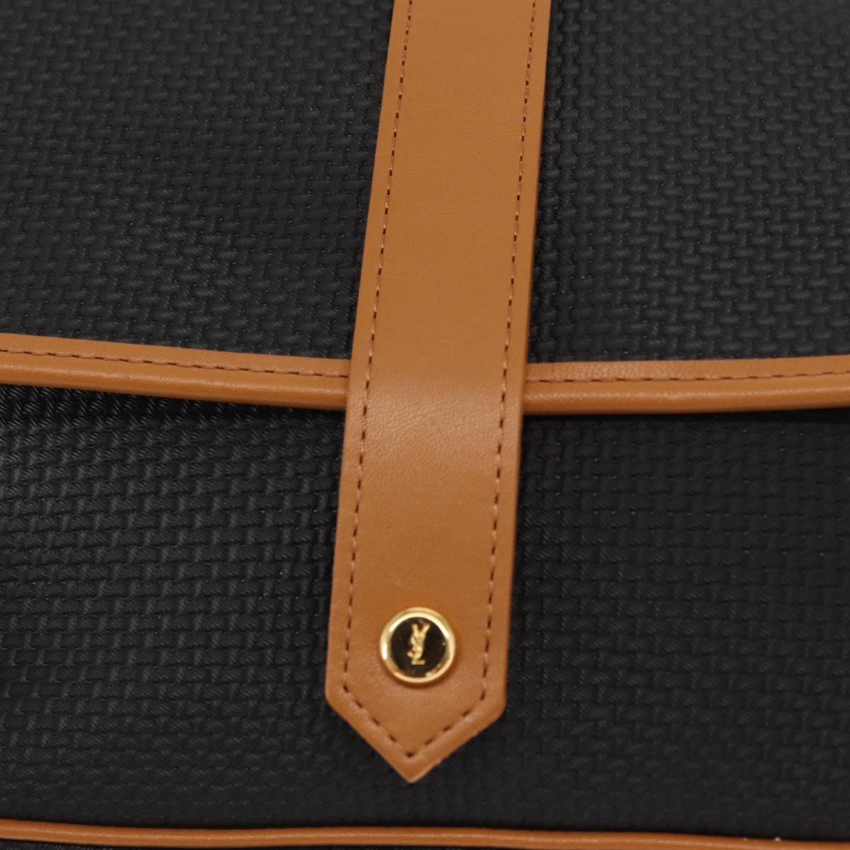 SAINT LAURENT Shoulder Bag Coated Canvas Black Gold Auth 170468