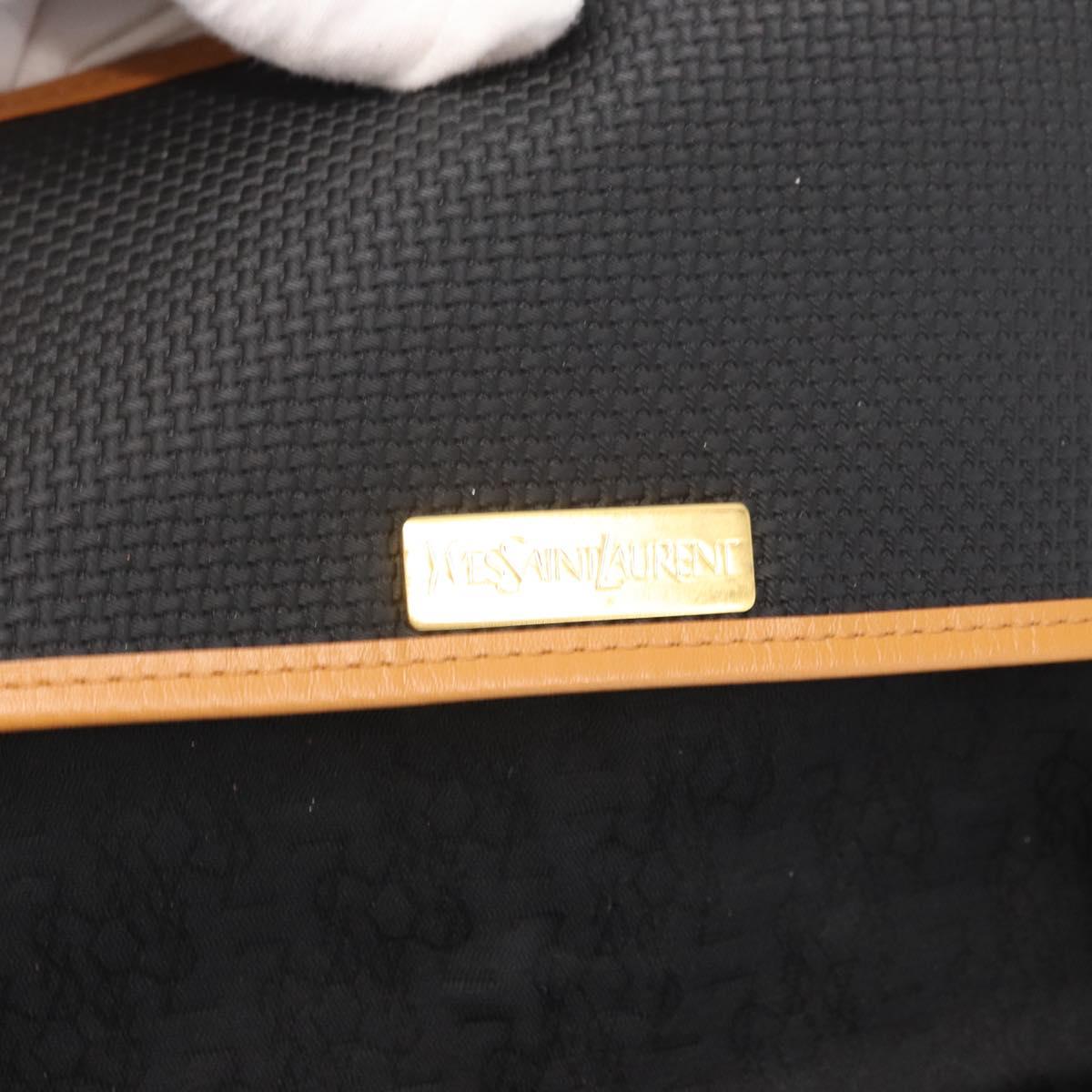 SAINT LAURENT Shoulder Bag Coated Canvas Black Gold Auth 170468