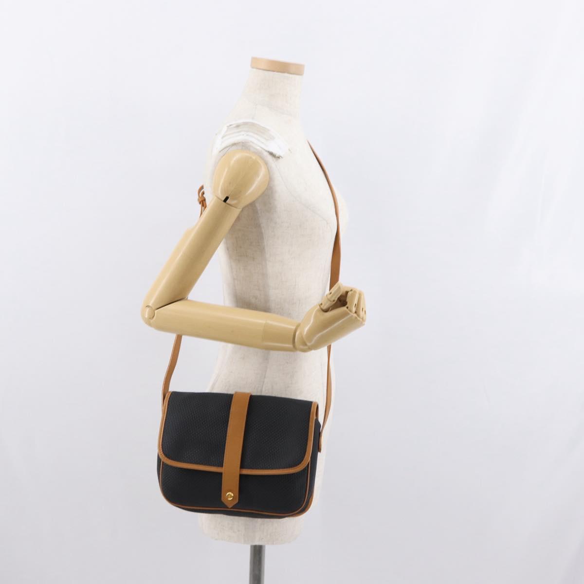 SAINT LAURENT Shoulder Bag Coated Canvas Black Gold Auth 170468