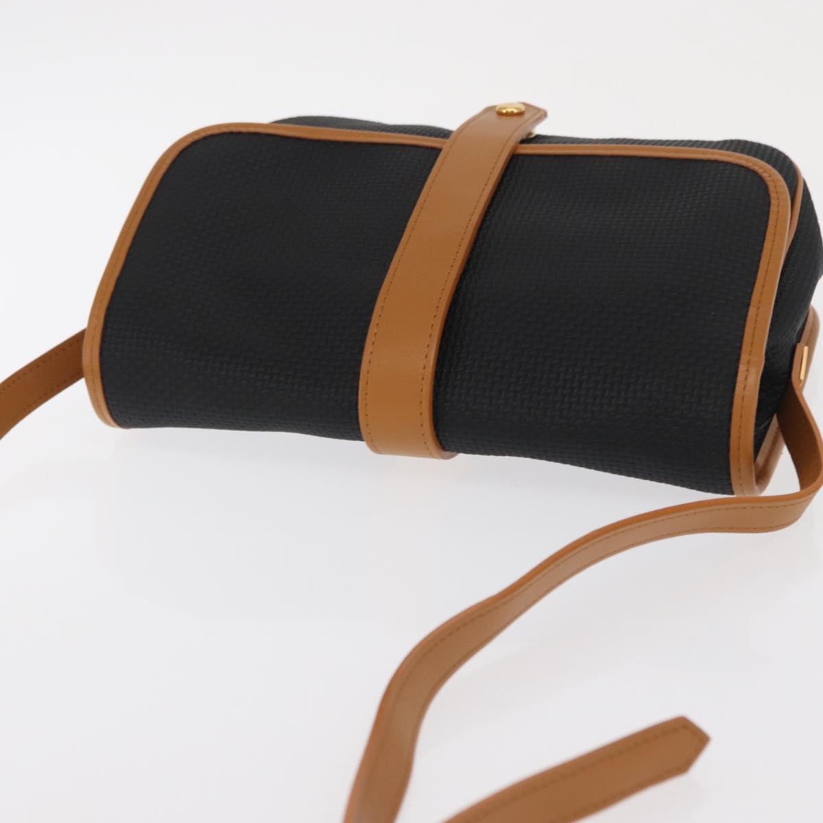 SAINT LAURENT Shoulder Bag Coated Canvas Black Gold Auth 170468