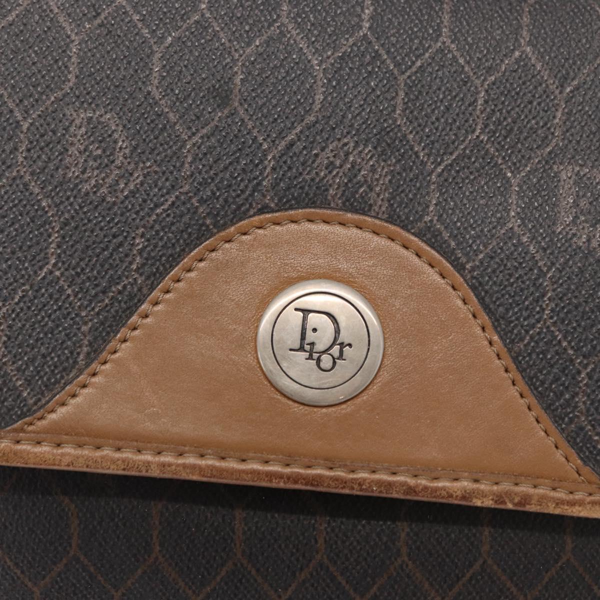 Christian Dior Honeycomb Canvas Shoulder Bag PVC Black Gold Auth 170469