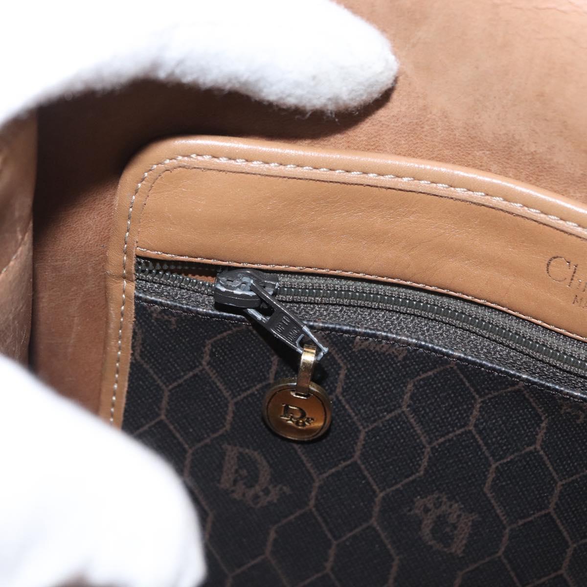 Christian Dior Honeycomb Canvas Shoulder Bag PVC Black Gold Auth 170469