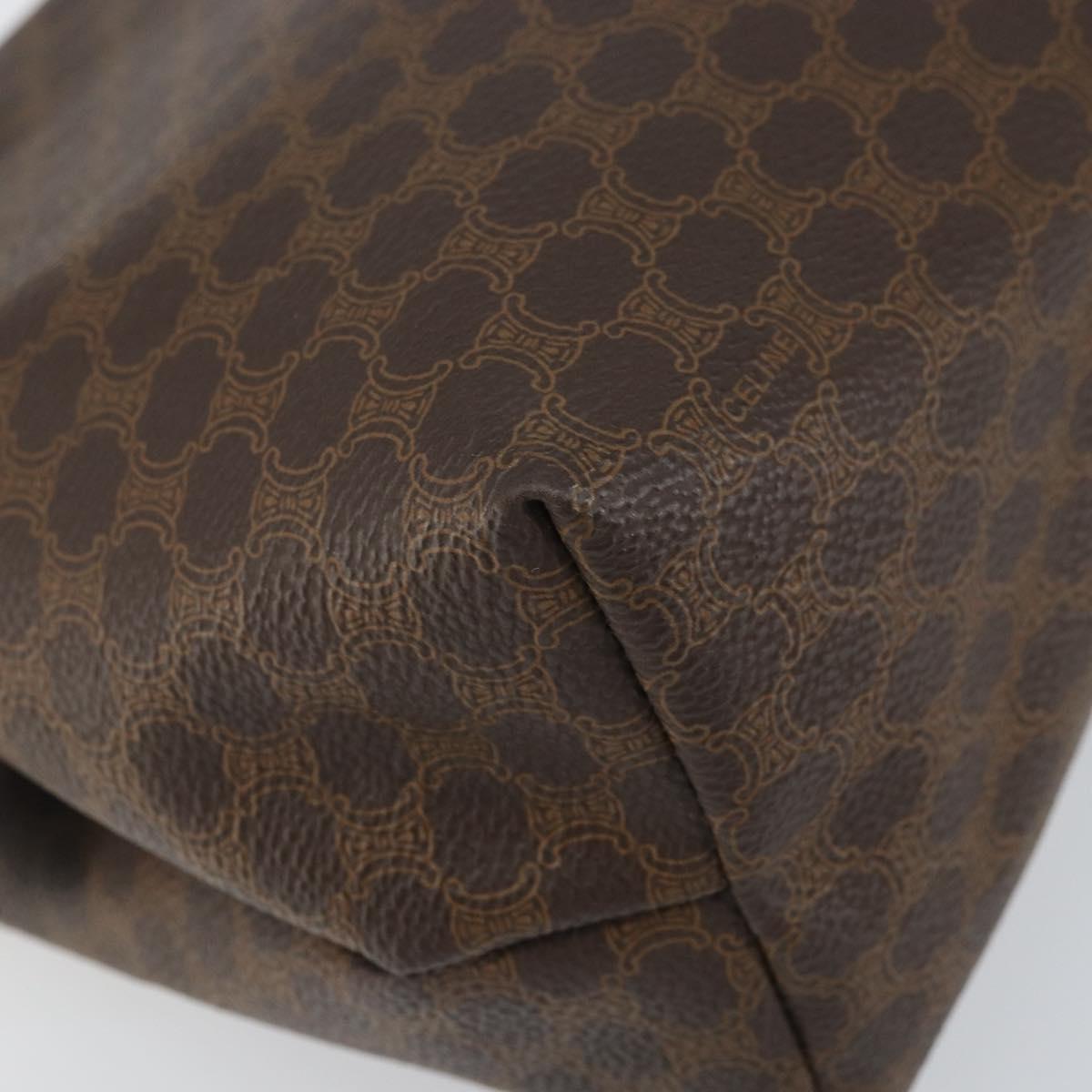 CELINE Macadam Canvas Clutch Bag PVC Brown Gold Auth 170470