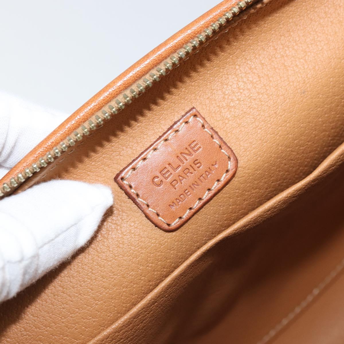 CELINE Macadam Canvas Clutch Bag PVC Brown Gold Auth 170470