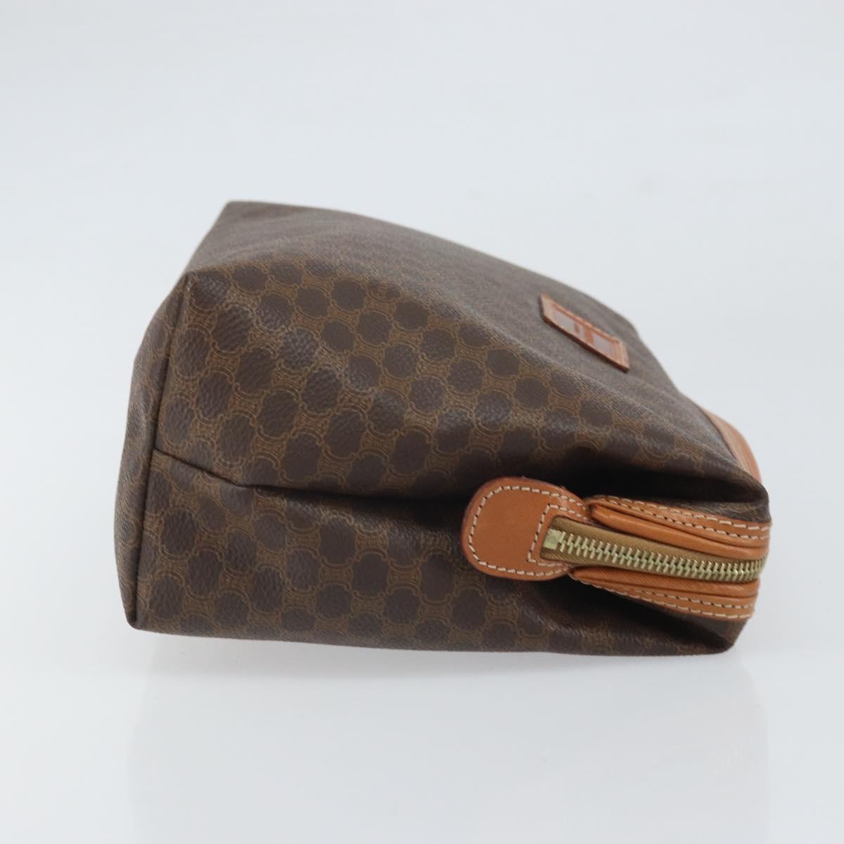 CELINE Macadam Canvas Clutch Bag PVC Brown Gold Auth 170470