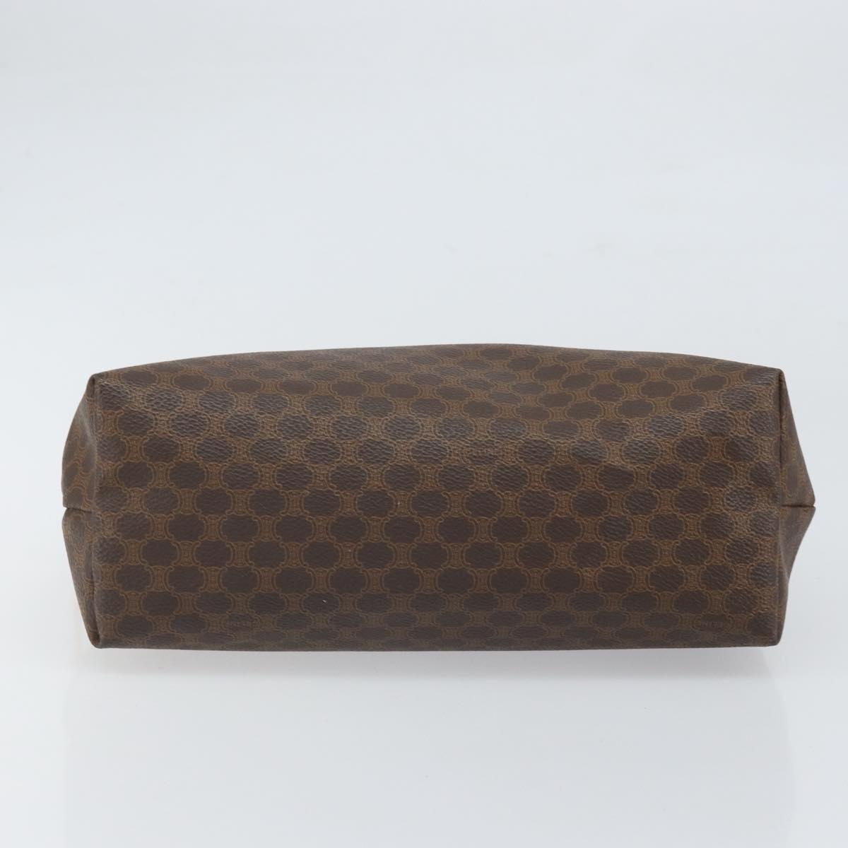 CELINE Macadam Canvas Clutch Bag PVC Brown Gold Auth 170470