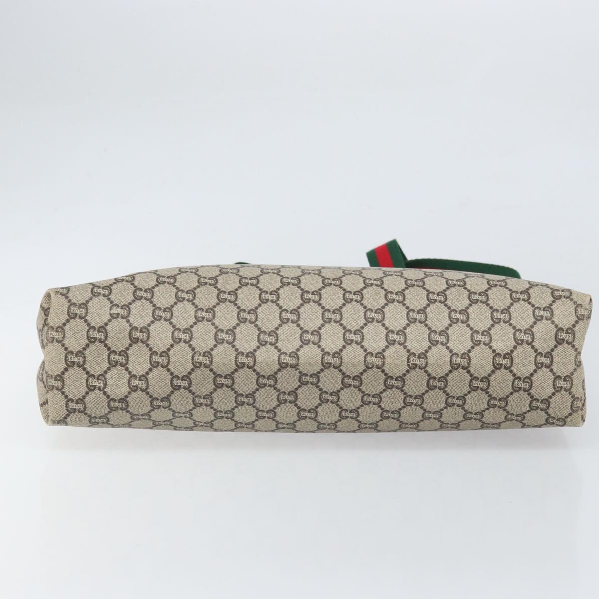 GUCCI GG Plus Supreme Web Sherry Line Tote Bag PVC Beige Gold Auth 170474