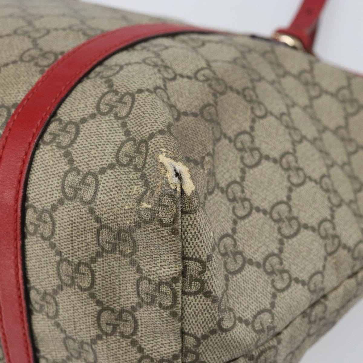 GUCCI GG Supreme Tote Bag PVC Beige Gold Auth 170475