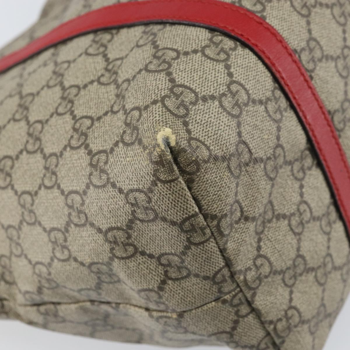 GUCCI GG Supreme Tote Bag PVC Beige Gold Auth 170475