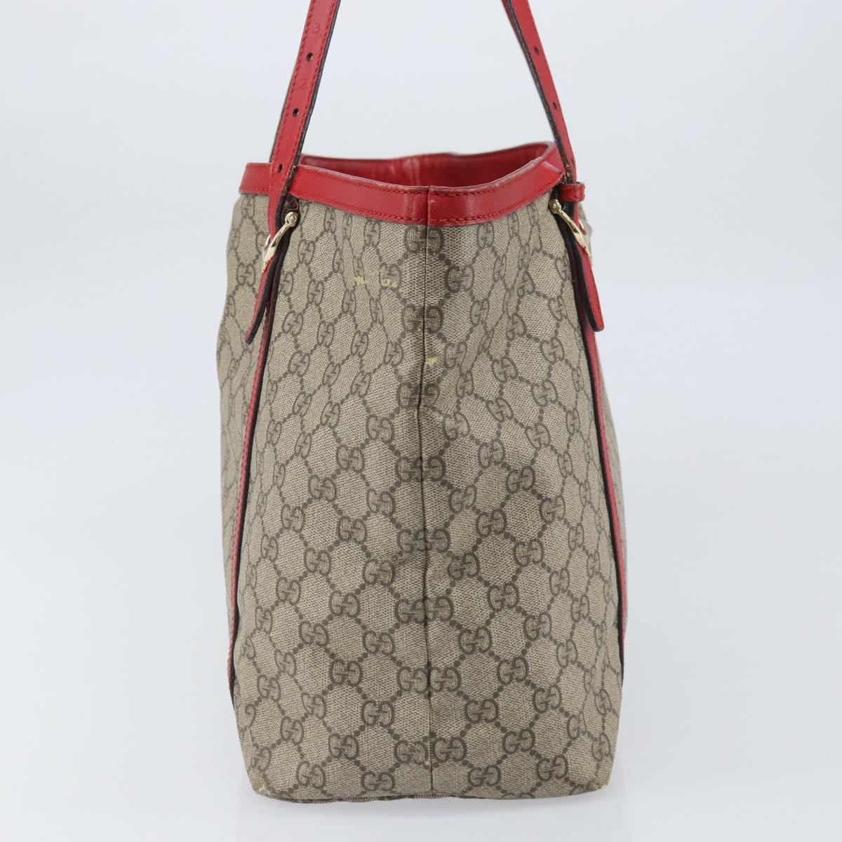 GUCCI GG Supreme Tote Bag PVC Beige Gold Auth 170475