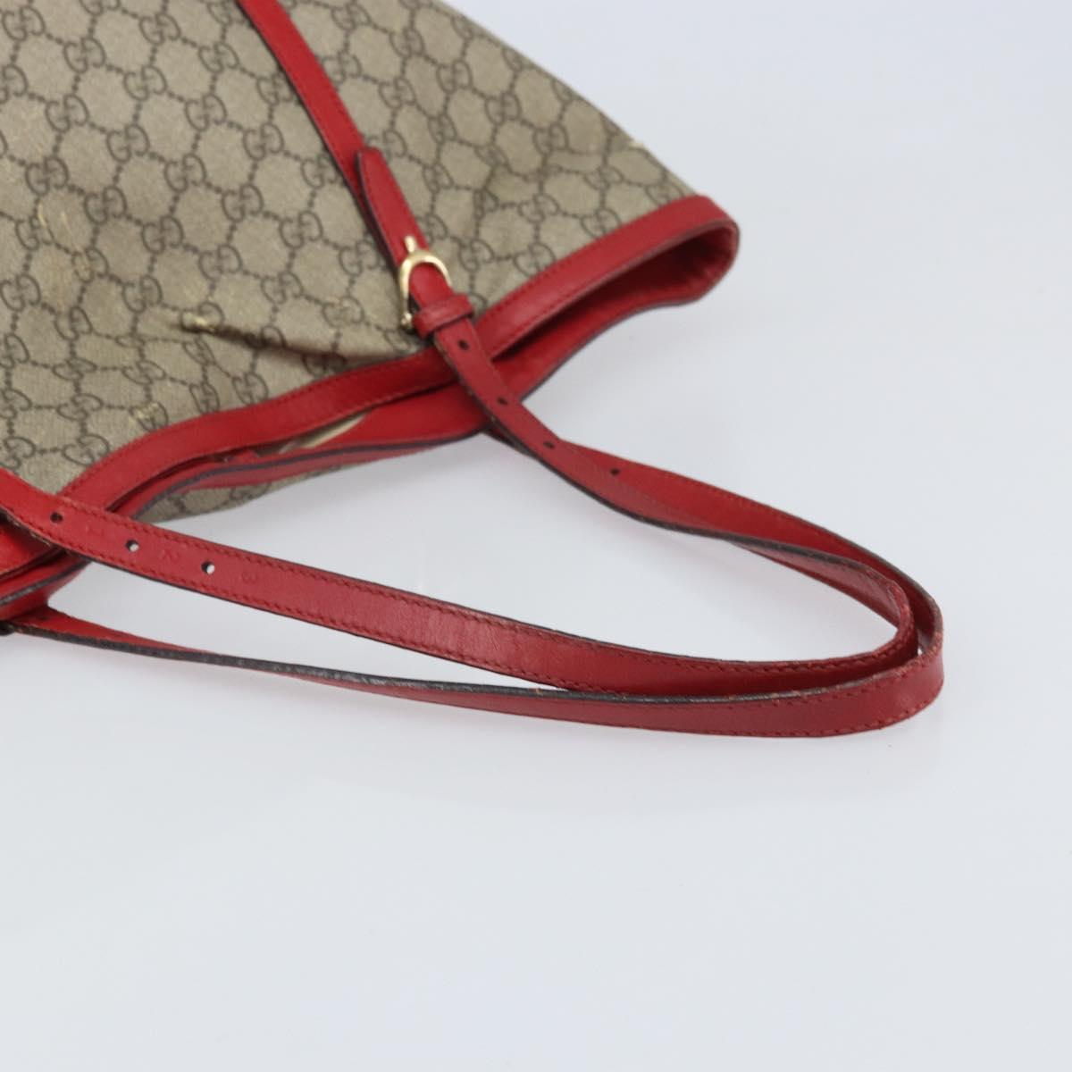 GUCCI GG Supreme Tote Bag PVC Beige Gold Auth 170475