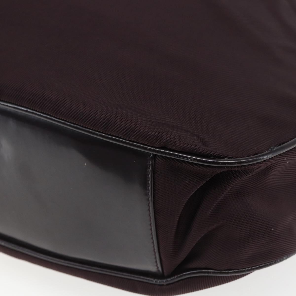 GUCCI Bamboo Shoulder Bag Nylon 2way Bordeaux Silver 001 1553 1577 Auth 170482