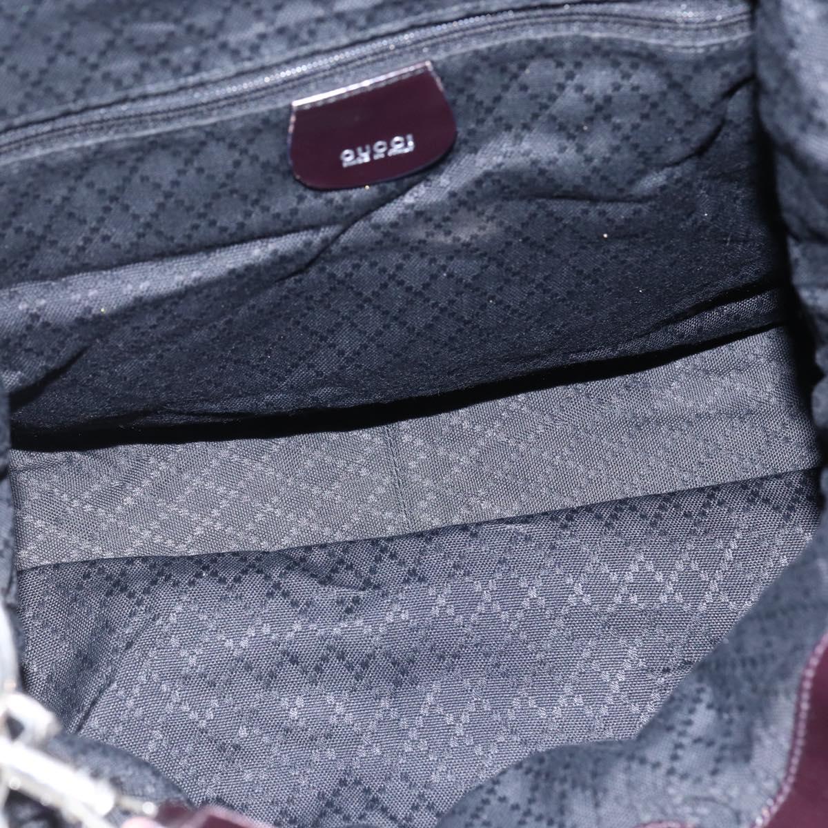 GUCCI Bamboo Shoulder Bag Nylon 2way Bordeaux Silver 001 1553 1577 Auth 170482