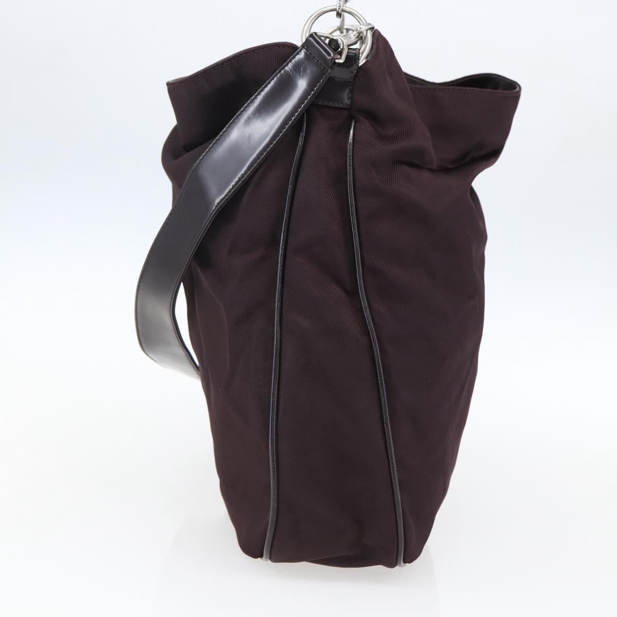 GUCCI Bamboo Shoulder Bag Nylon 2way Bordeaux Silver 001 1553 1577 Auth 170482