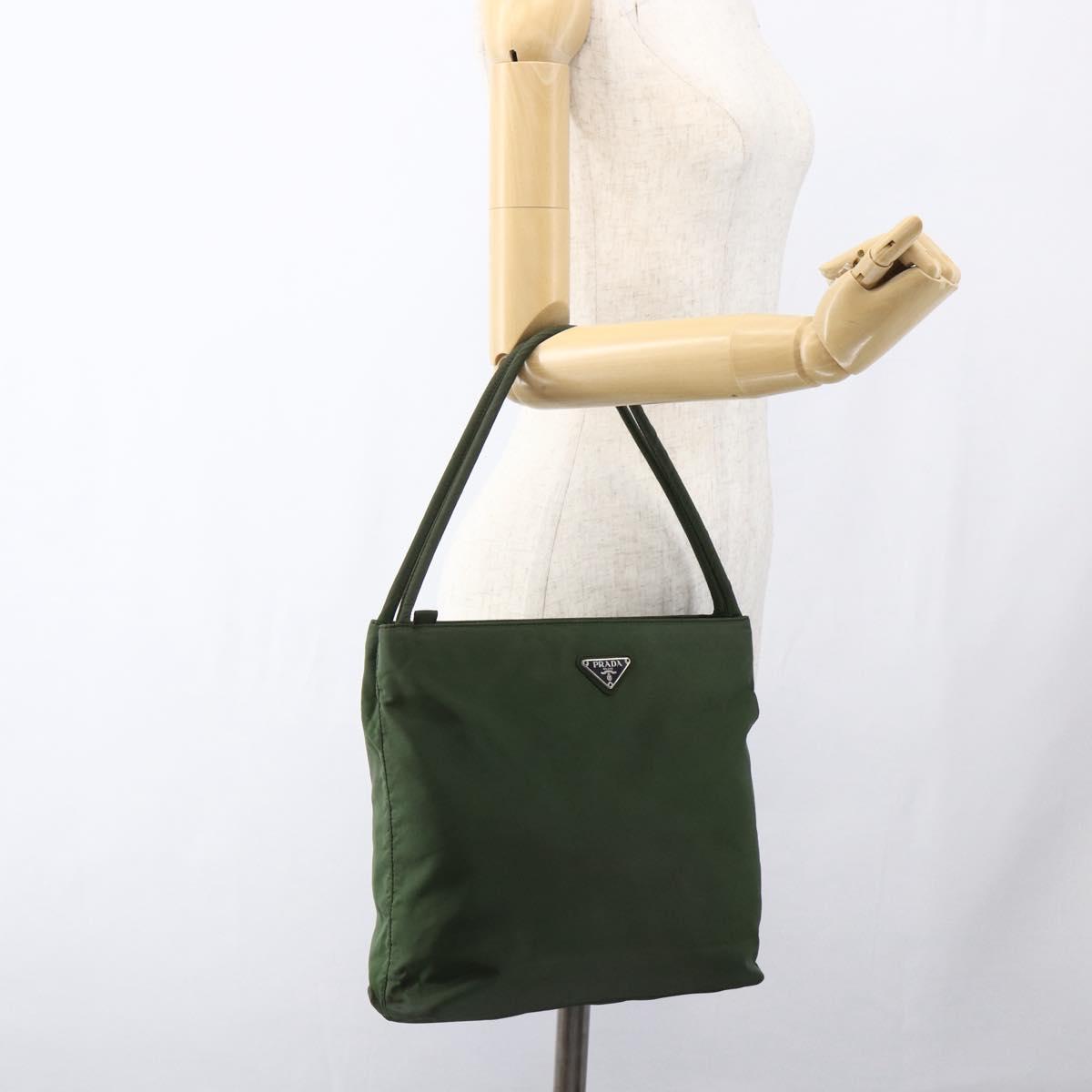 PRADA Tote Bag Nylon Green Auth 170483
