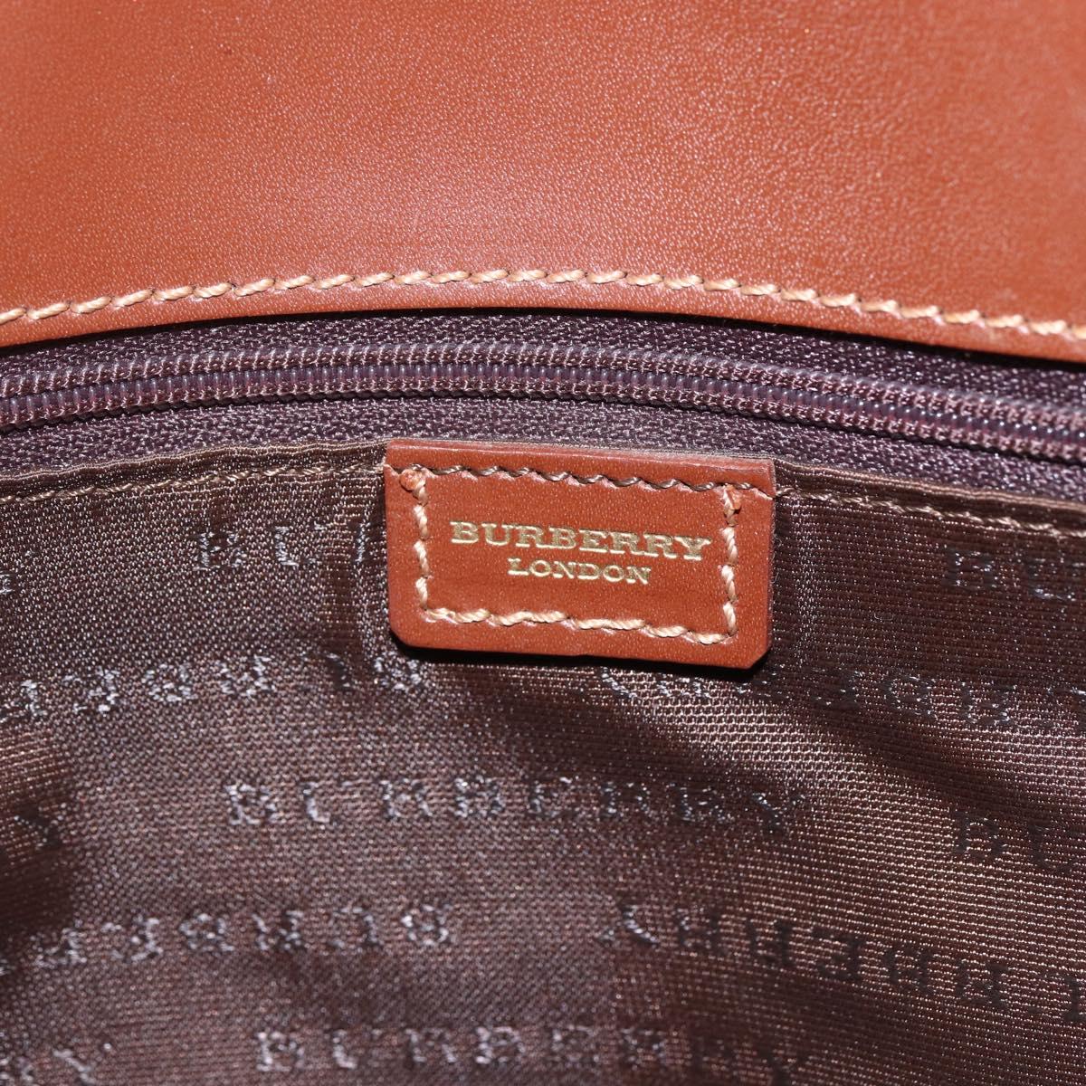 BURBERRY Nova Check Hand Bag PVC Beige Gold Auth 170485V