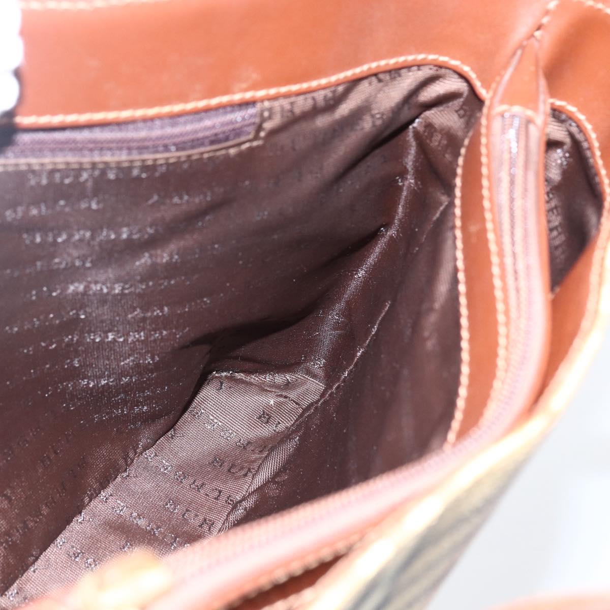 BURBERRY Nova Check Hand Bag PVC Beige Gold Auth 170485V