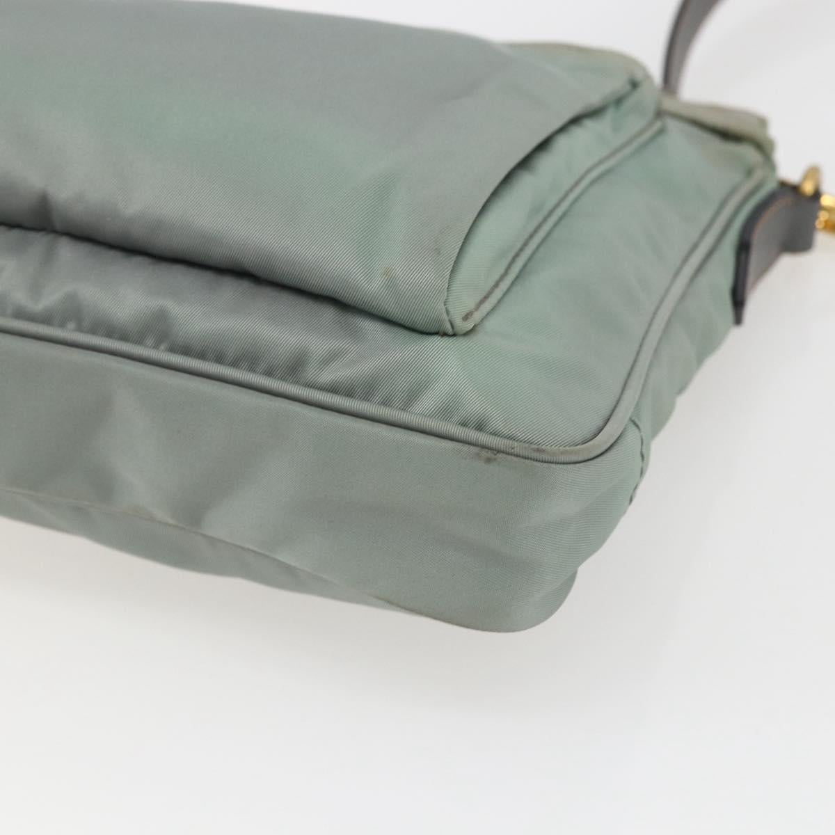 PRADA Shoulder Bag Nylon Green Gold Auth 170487