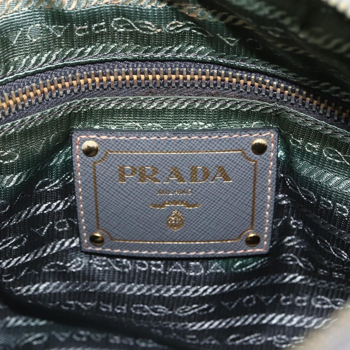 PRADA Shoulder Bag Nylon Green Gold Auth 170487