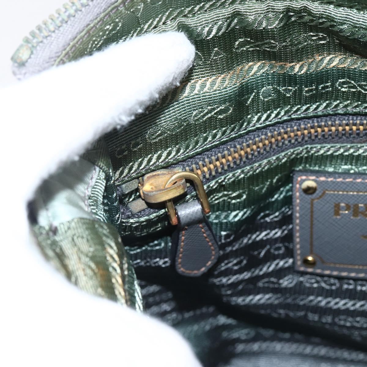 PRADA Shoulder Bag Nylon Green Gold Auth 170487