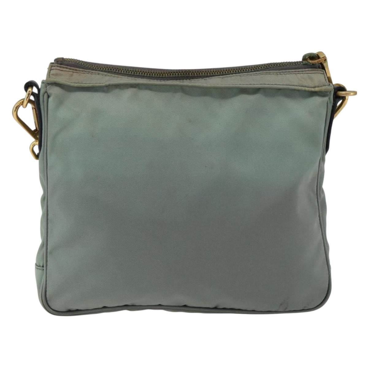PRADA Shoulder Bag Nylon Green Gold Auth 170487