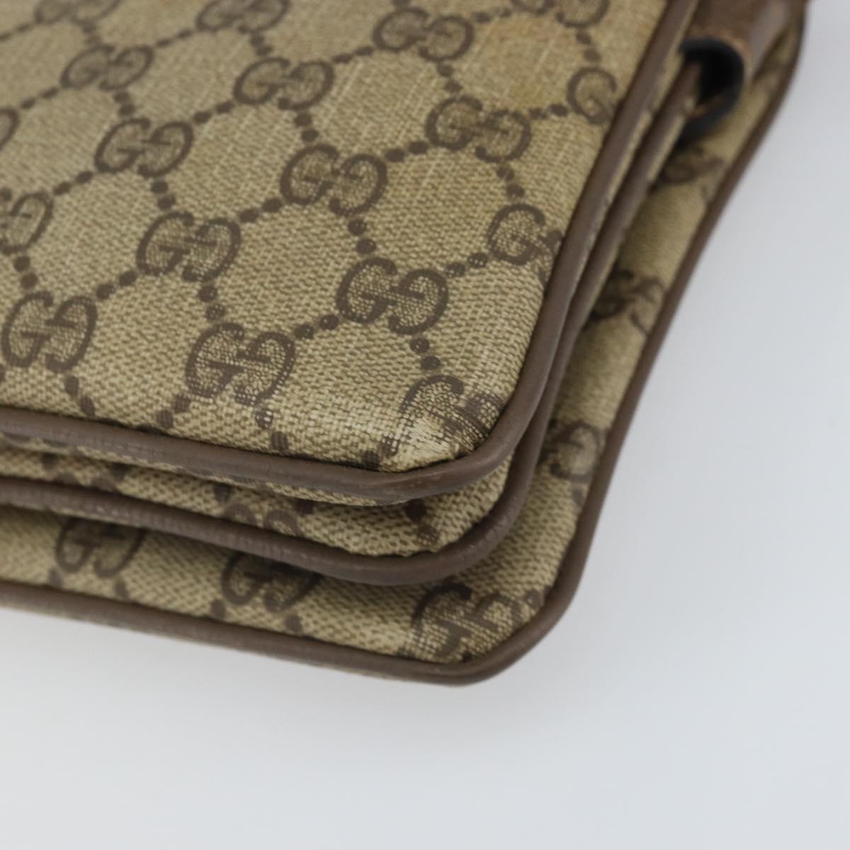 GUCCI GG Supreme Web Sherry Line Bag PVC Beige Gold 02 14 013 Auth 170488