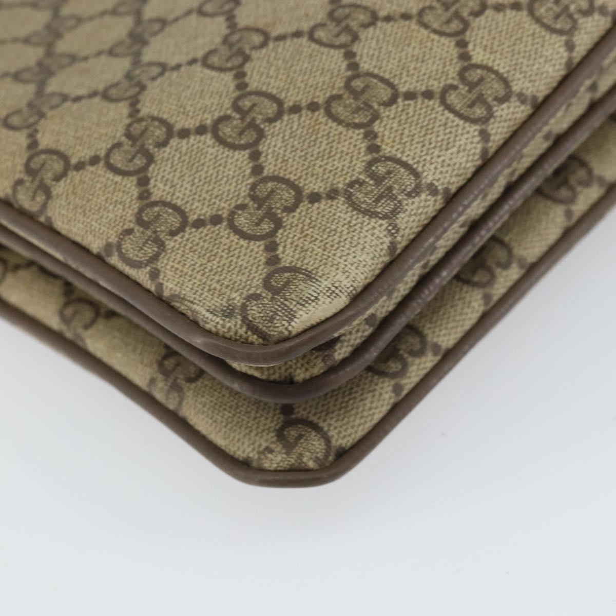 GUCCI GG Supreme Web Sherry Line Bag PVC Beige Gold 02 14 013 Auth 170488