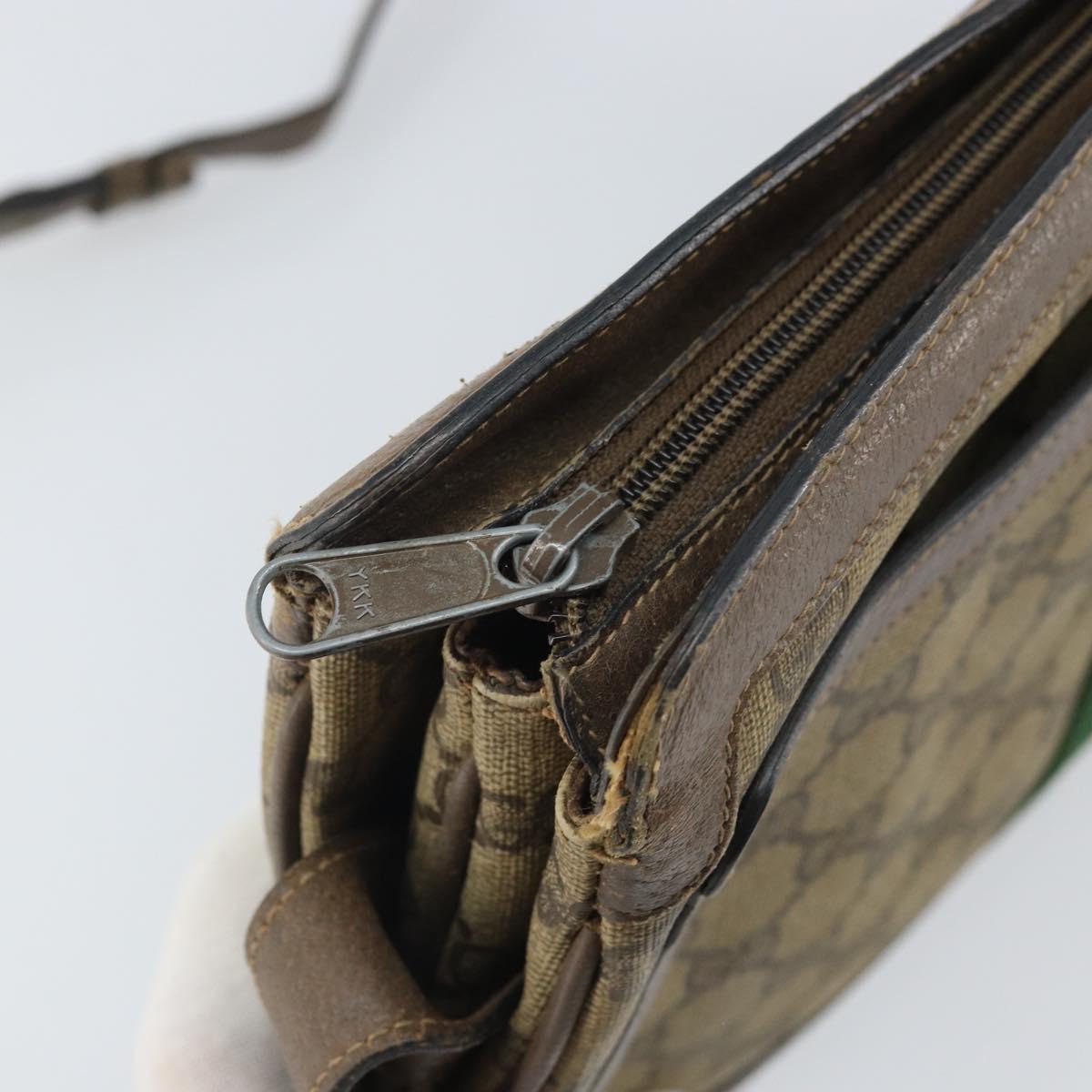 GUCCI GG Supreme Web Sherry Line Bag PVC Beige Gold 02 14 013 Auth 170488