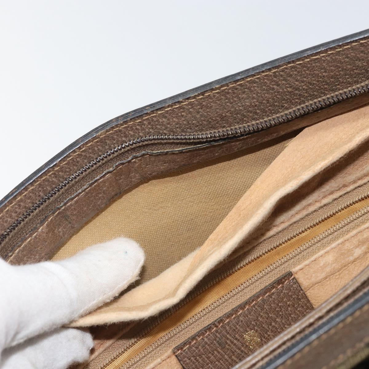 GUCCI GG Supreme Web Sherry Line Bag PVC Beige Gold 02 14 013 Auth 170488