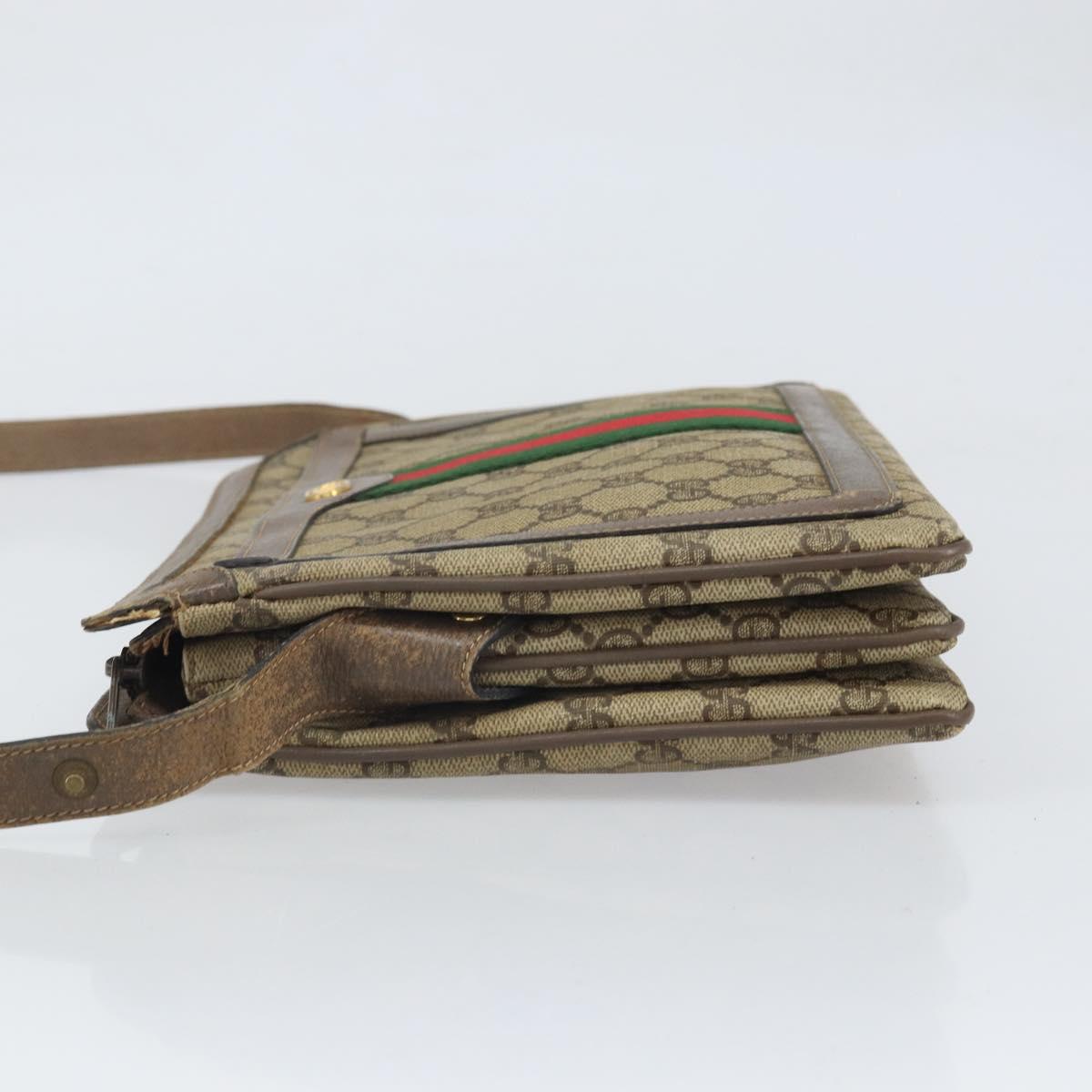 GUCCI GG Supreme Web Sherry Line Bag PVC Beige Gold 02 14 013 Auth 170488