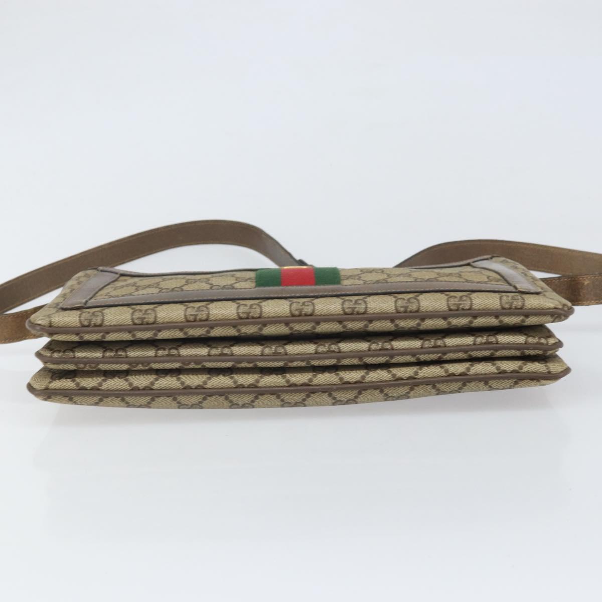 GUCCI GG Supreme Web Sherry Line Bag PVC Beige Gold 02 14 013 Auth 170488