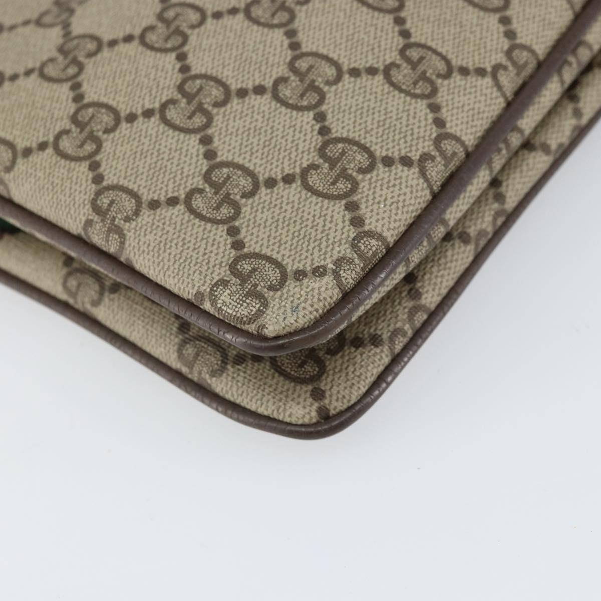 GUCCI GG Supreme Web Sherry Line Bag PVC Beige Gold 96 02 035 Auth 170489