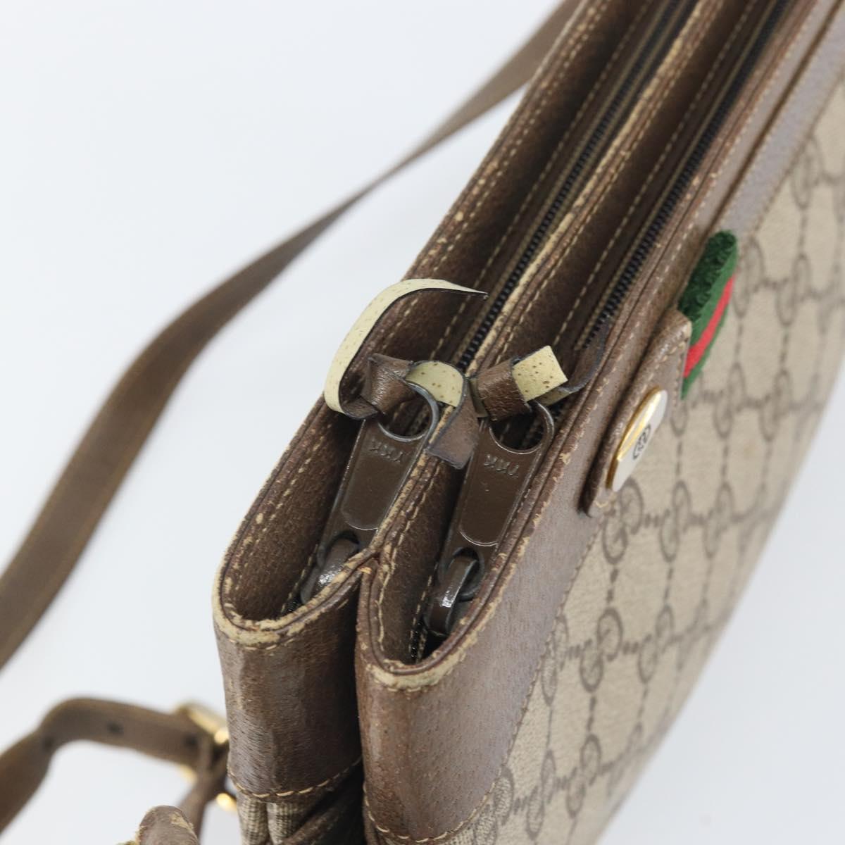 GUCCI GG Supreme Web Sherry Line Bag PVC Beige Gold 96 02 035 Auth 170489