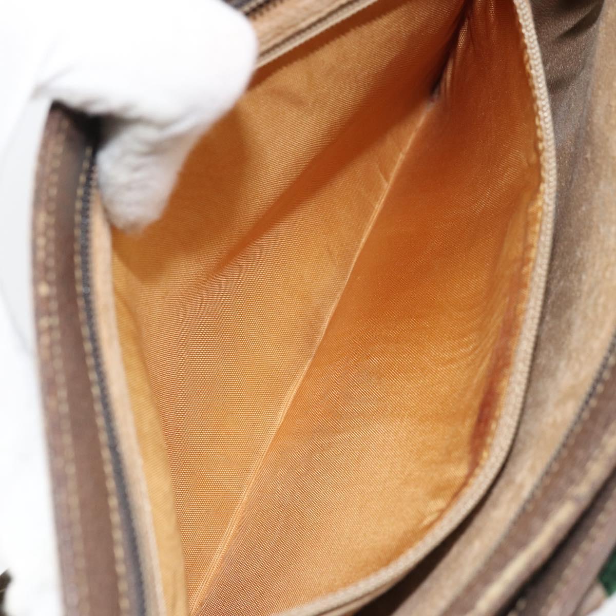 GUCCI GG Supreme Web Sherry Line Bag PVC Beige Gold 96 02 035 Auth 170489